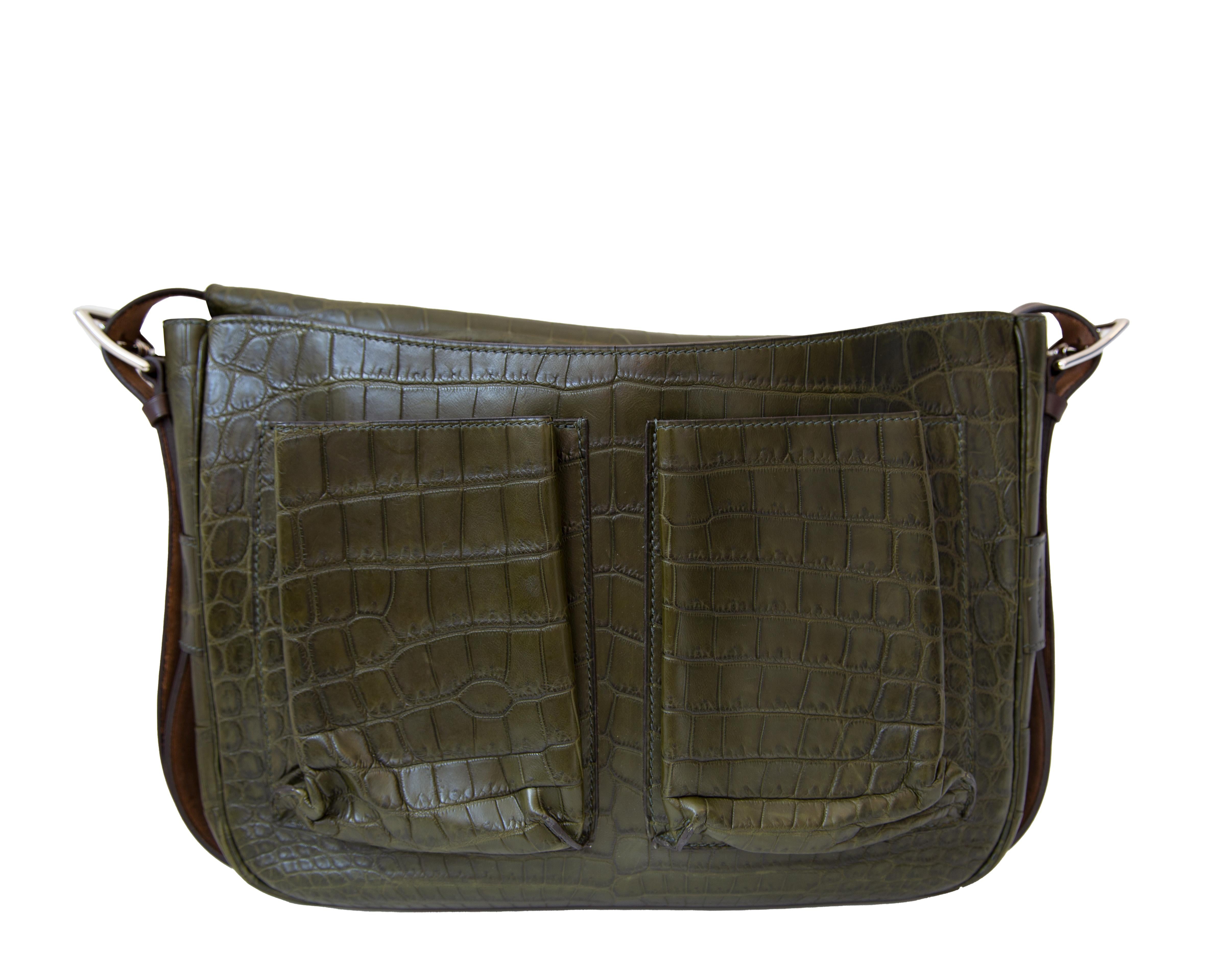 Hermès Barda Messenger Bag Vert Veronese Exotic In Excellent Condition In London, GB