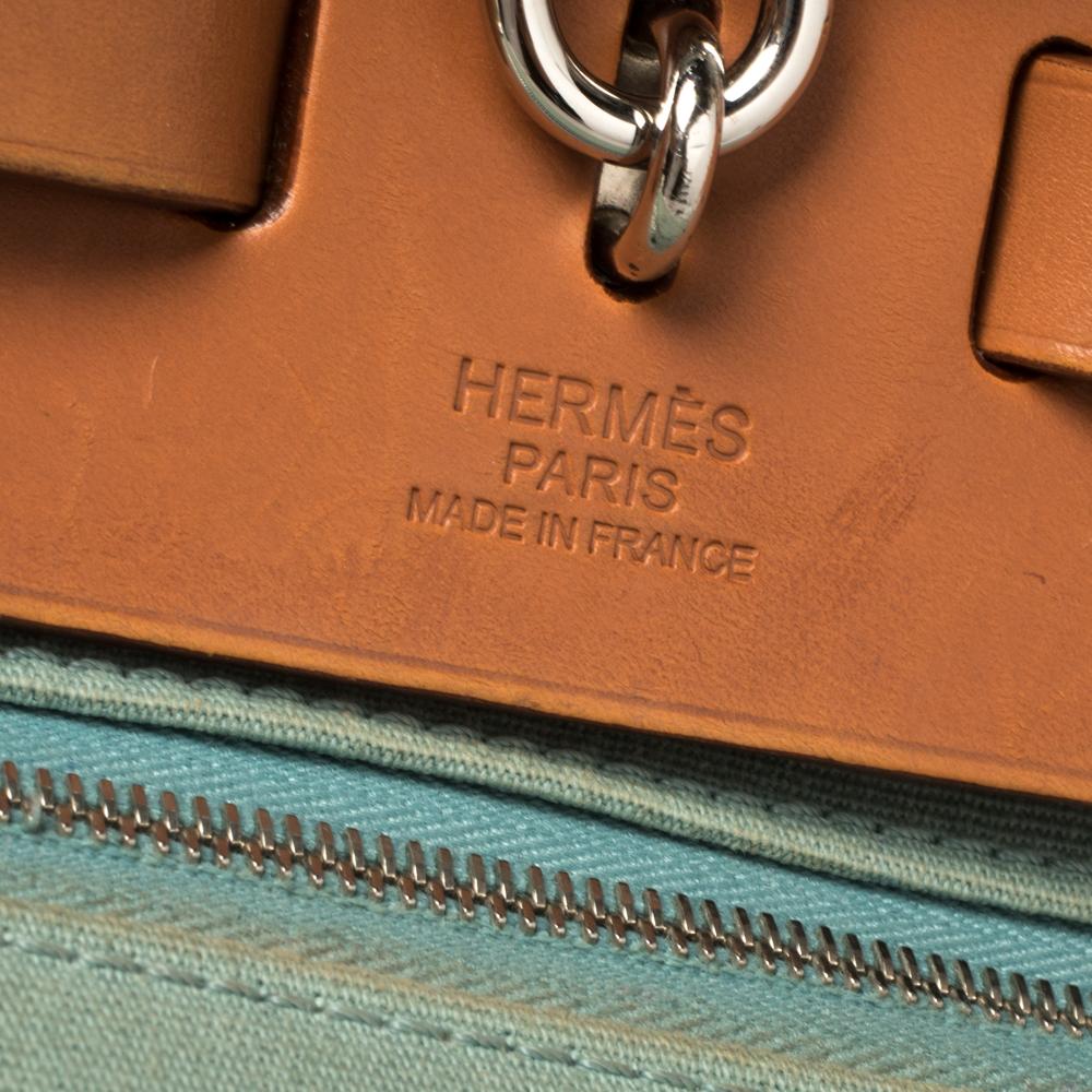Hermes Barenia/Ciel Canvas And Leather Herbag Zip 31 Bag 1