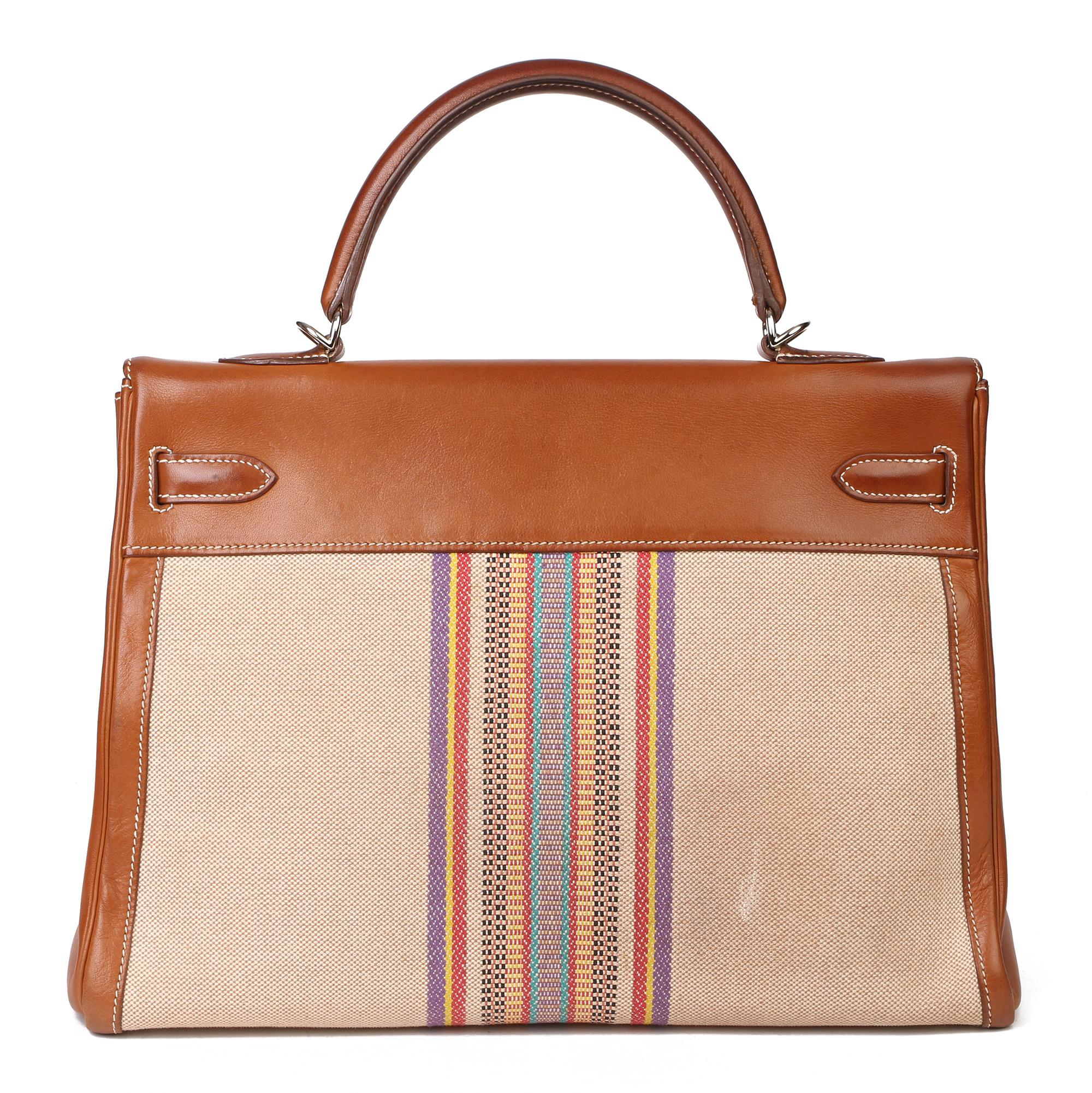 HERMÈS
Barenia Leather & Multicolour Toile Indian Ganges Kelly 35cm Retourne

Xupes Reference: HBJJLG021
Serial Number: [L]
Age (Circa): 2008
Accompanied By: Hermès Dust Bag, Shoulder Strap
Authenticity Details: Date Stamp (Made in France)
Gender: