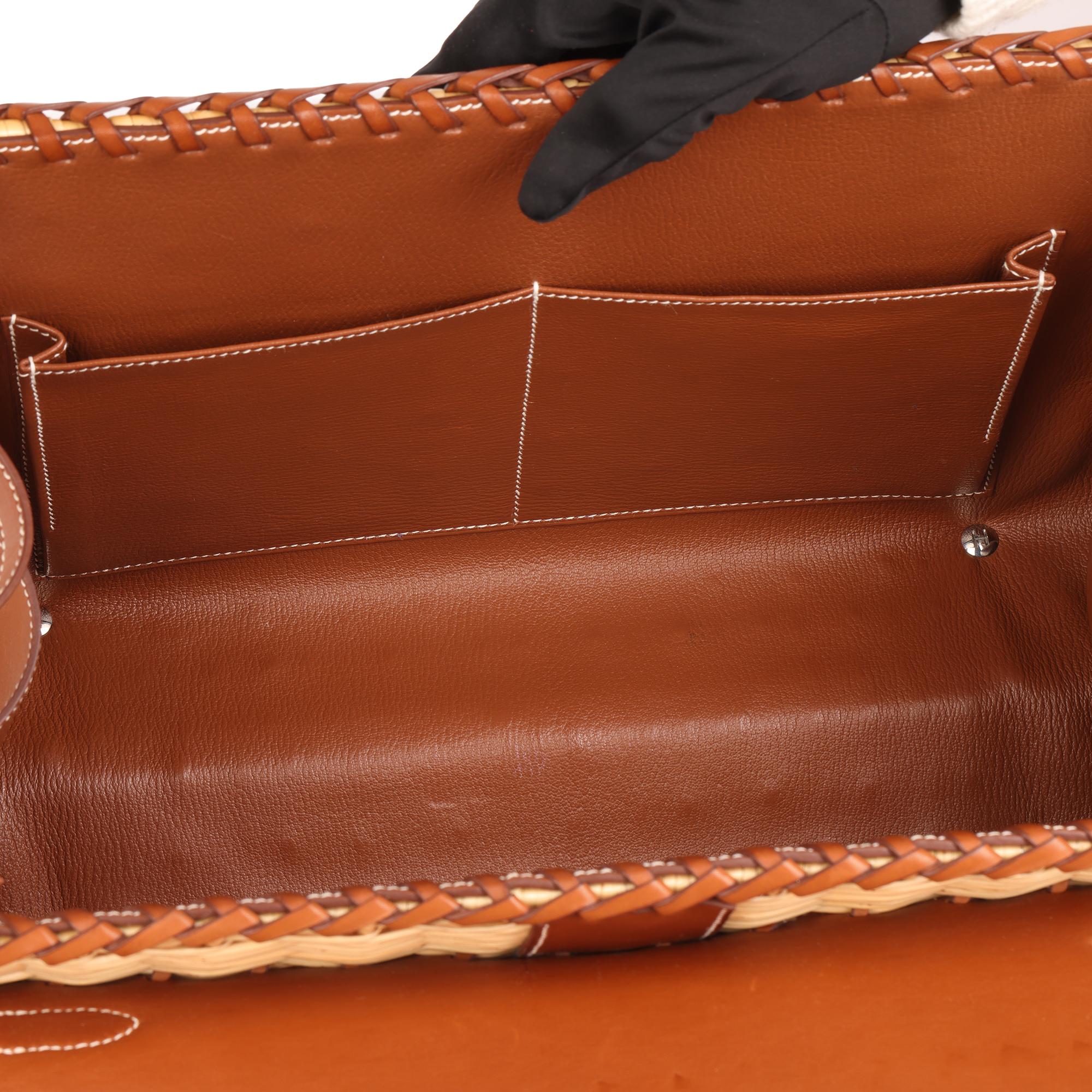 HERMÈS Barenia Leather & Wicker Kelly 35cm Picnic For Sale 5