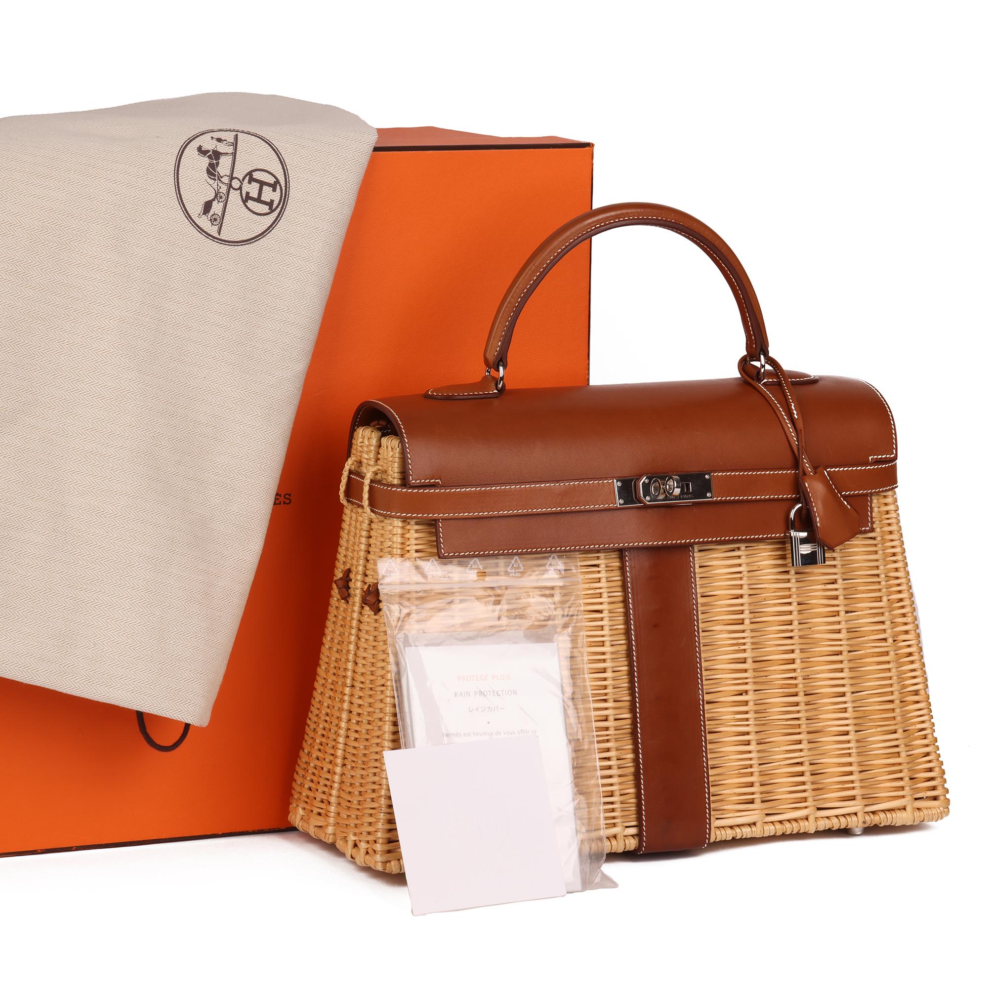 Hermès Barenia Leather & Wicker Kelly 35cm Picnic im Angebot 8