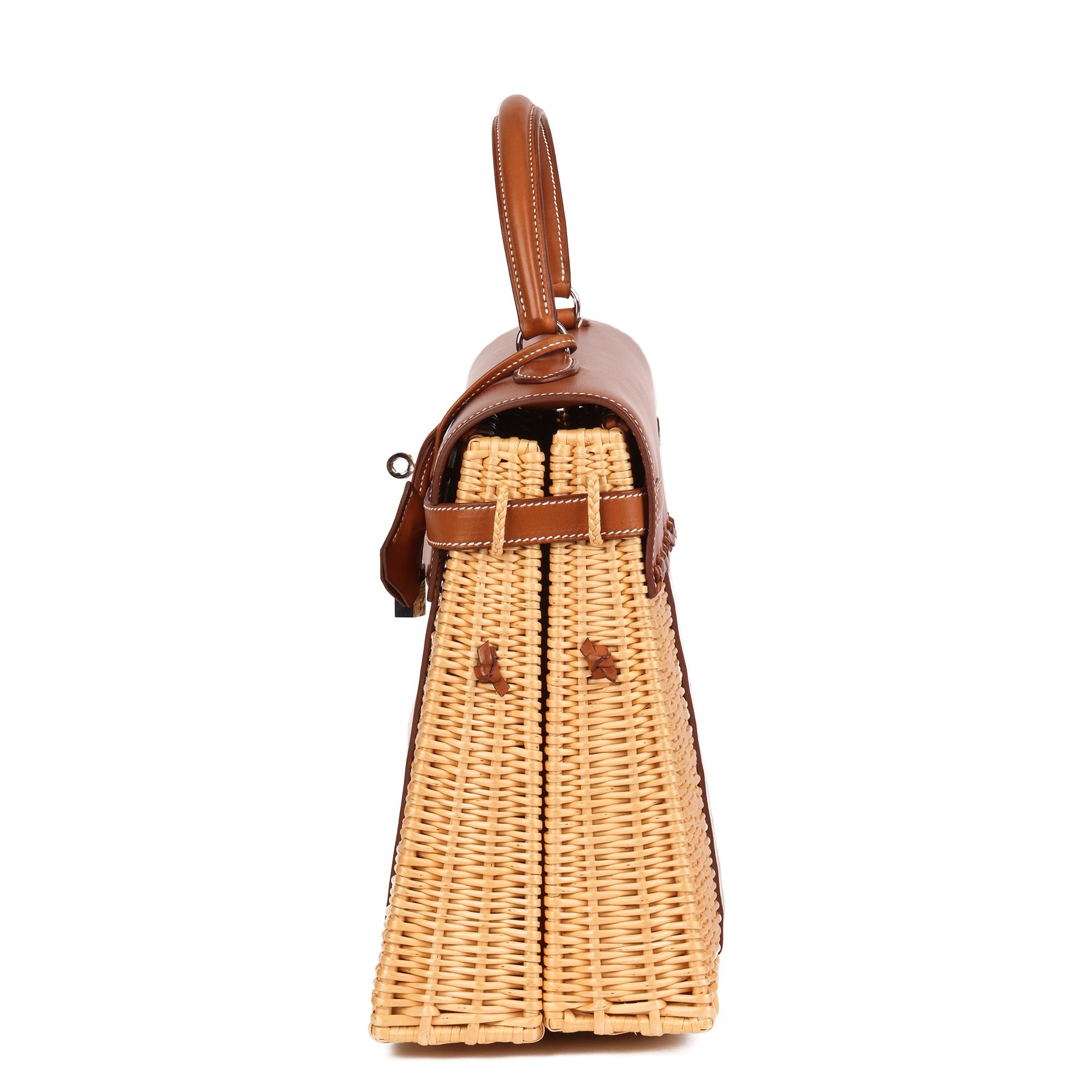 Hermès Barenia Leather & Wicker Kelly 35cm Picnic im Zustand „Gut“ im Angebot in Bishop's Stortford, Hertfordshire