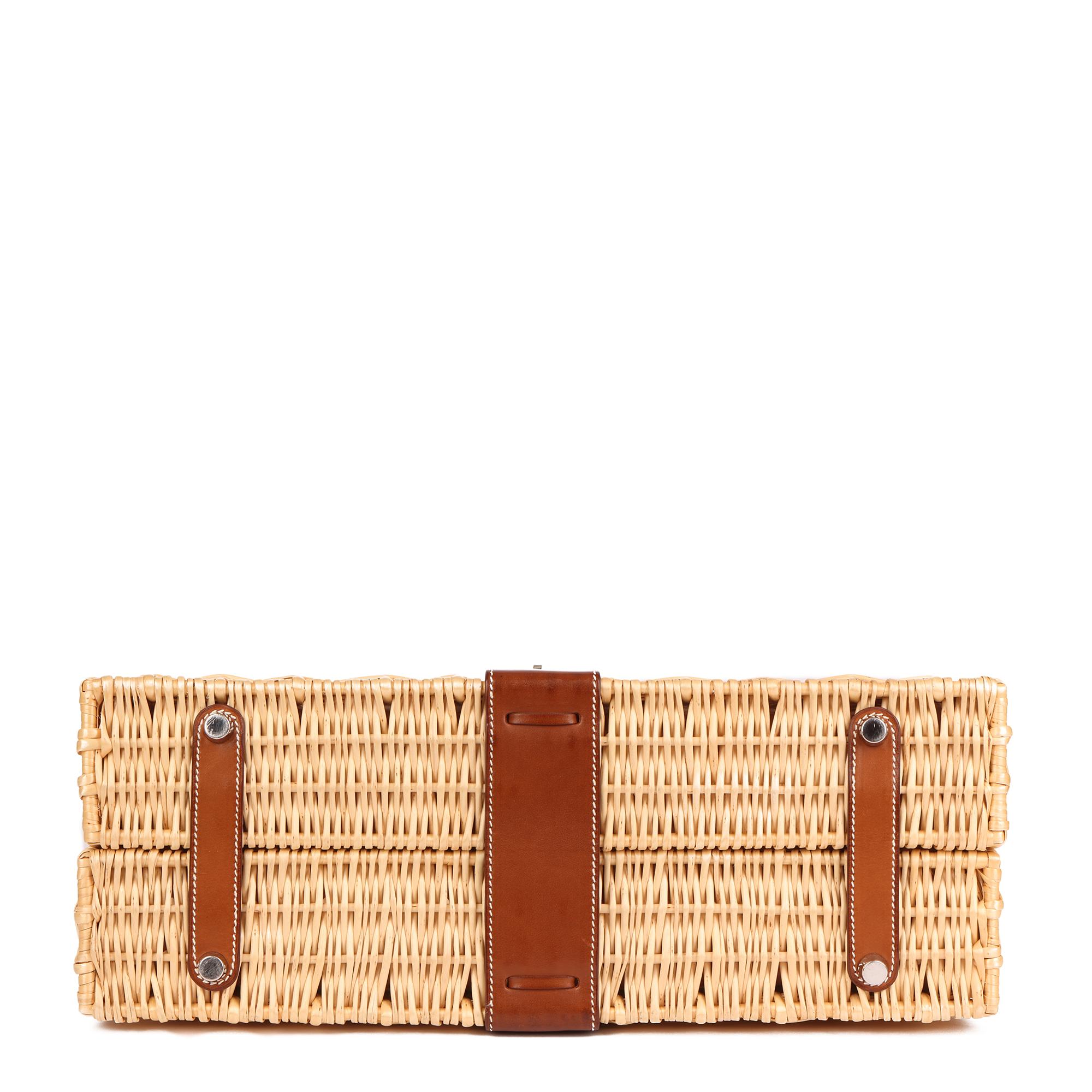 Orange HERMÈS Barenia Leather & Wicker Kelly 35cm Picnic