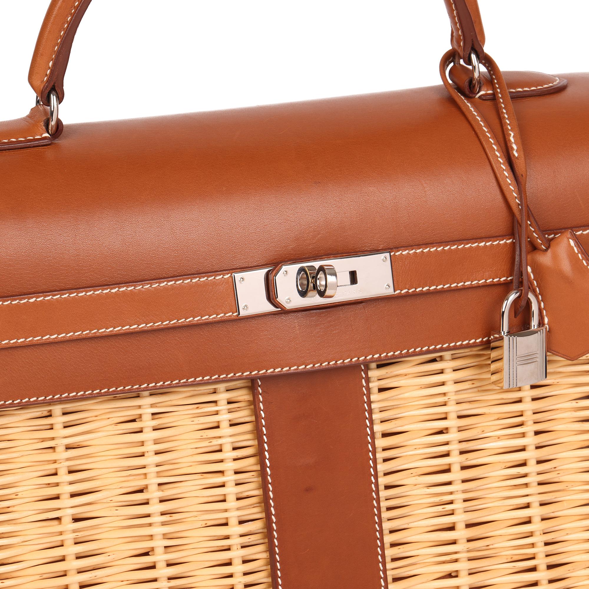 Hermès Barenia Leather & Wicker Kelly 35cm Picnic im Angebot 2