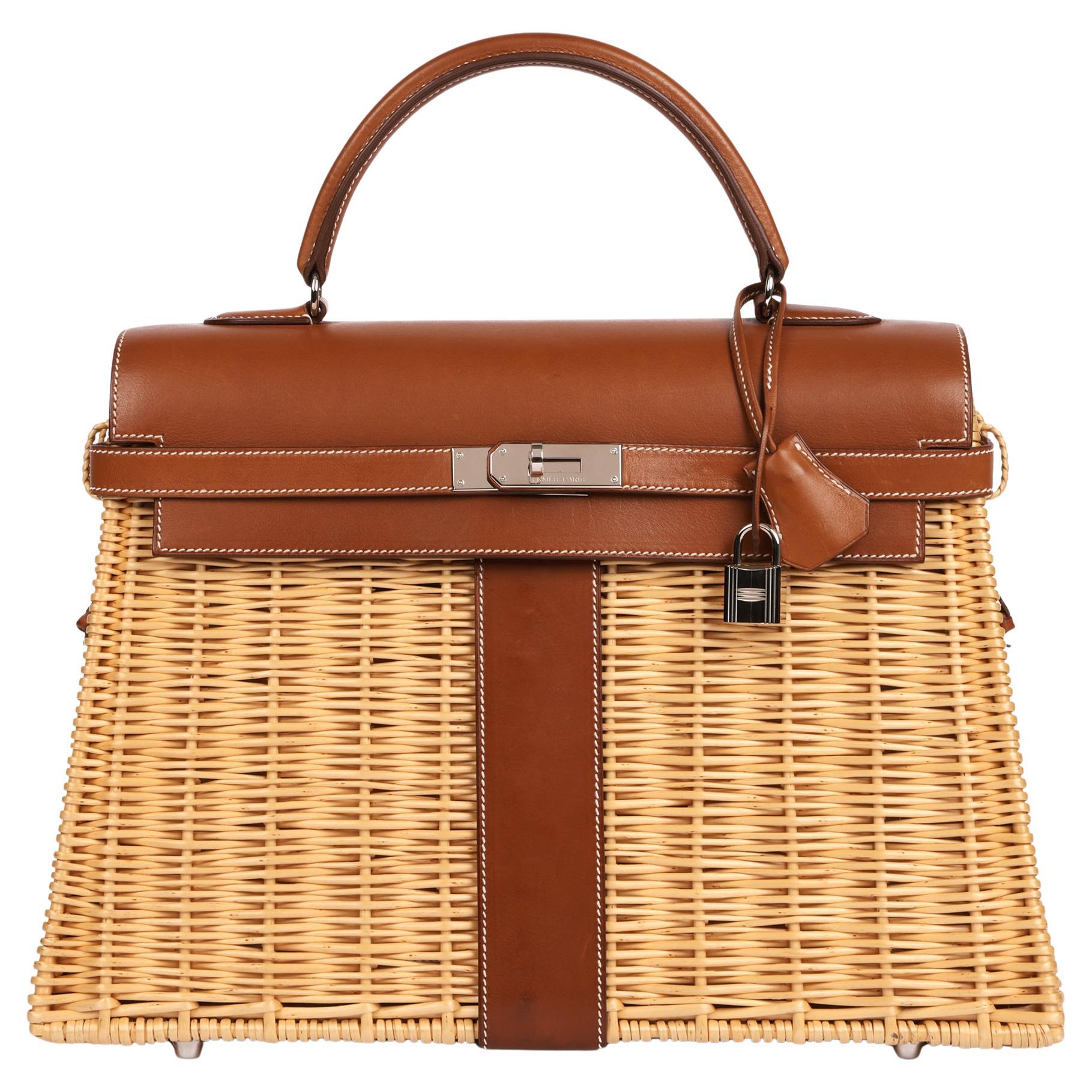 Hermès Barenia Pelle e Vimini Kelly 35cm Picnic
