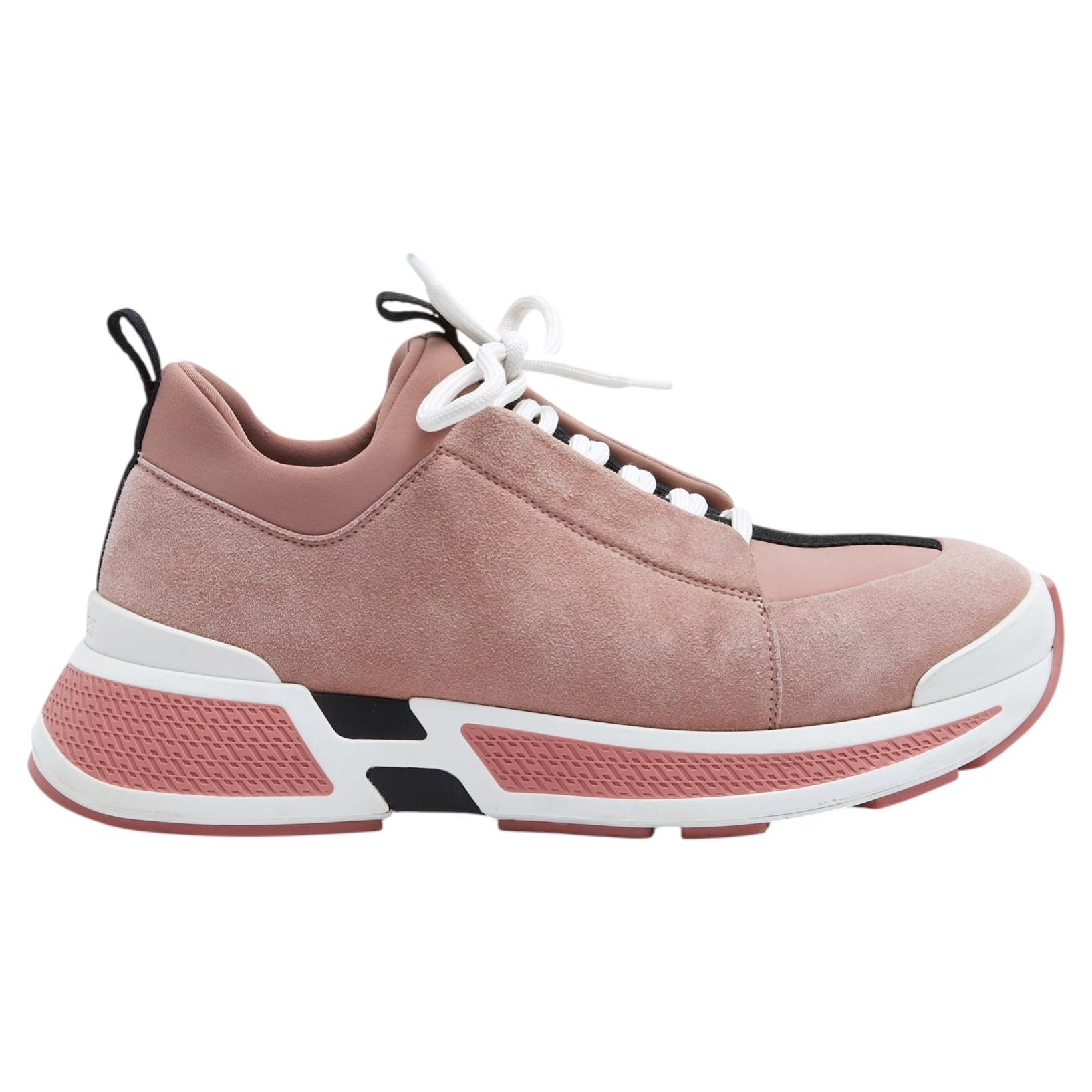 Hermès Basket Just Rose EU39.5 Pink Suede and Jersey Sneakers UK6 US8.5 Hermes
