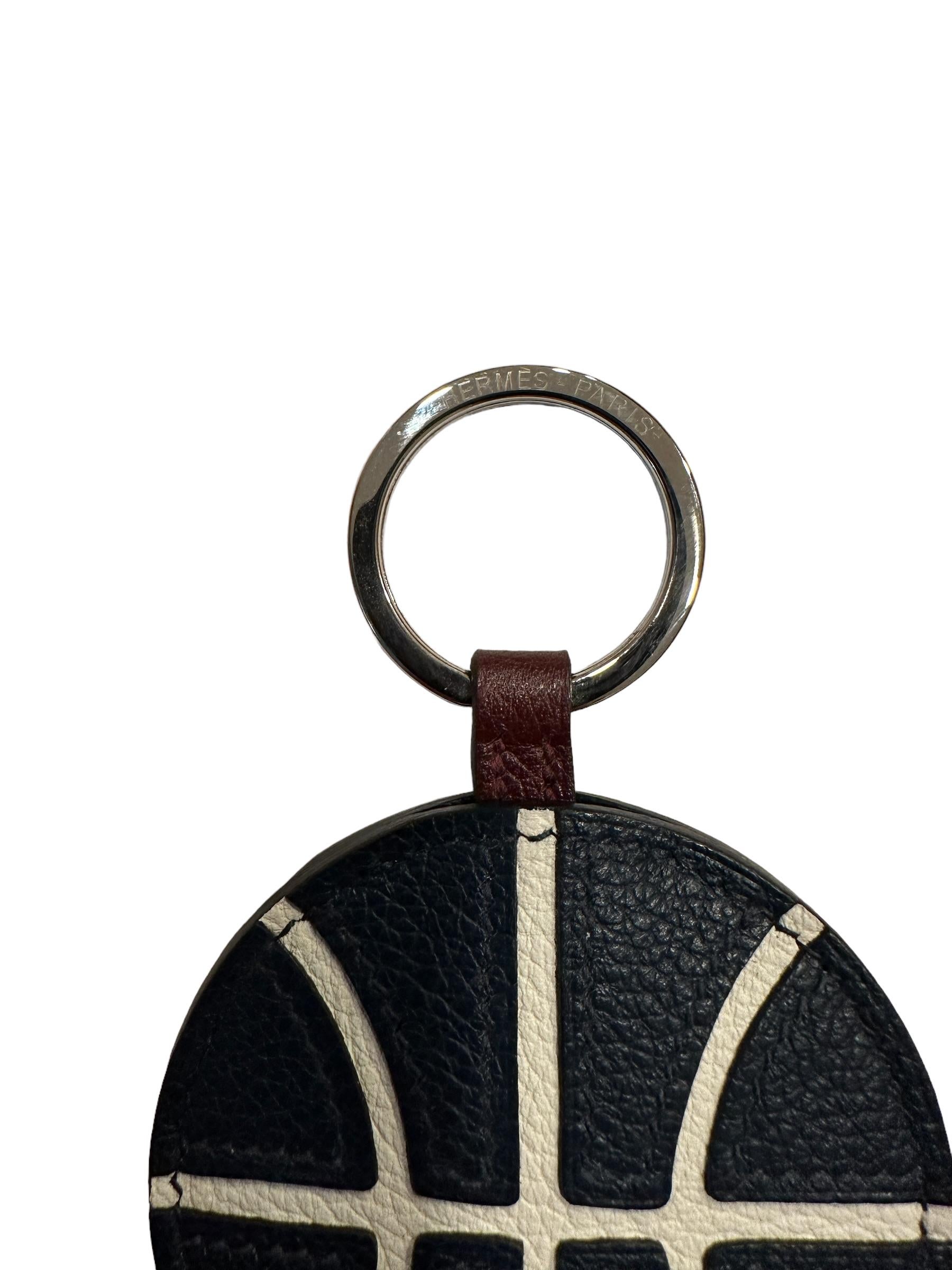 Hermès Basketball Key Ring Collectors Item Bleu De Malte / Blanc / Bordeaux In New Condition In West Chester, PA