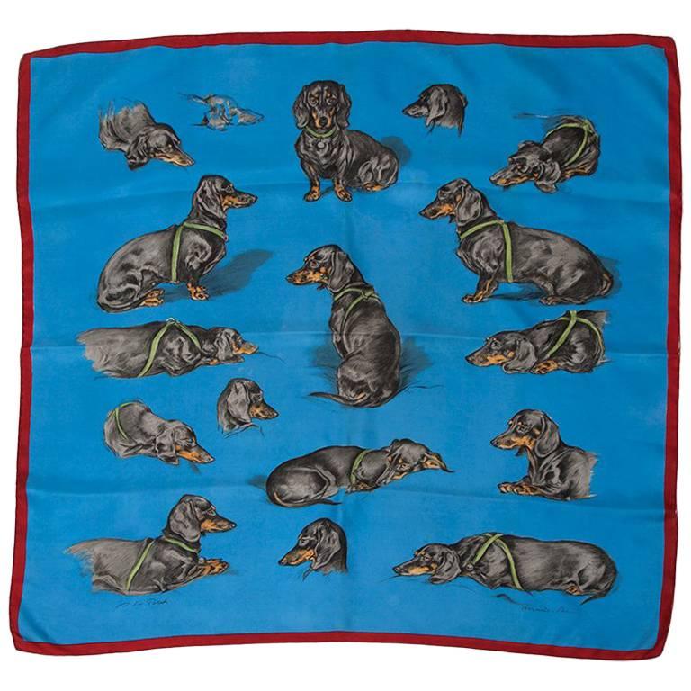 Hermes Bassets Allemands Silk Twill Carre Scarf, 1956