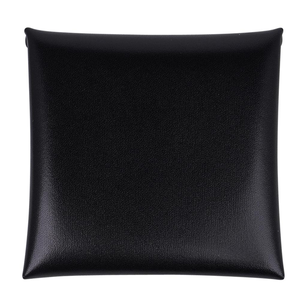 Hermes Bastia Change Purse Black Box Leather New w/ Box In New Condition For Sale In Miami, FL