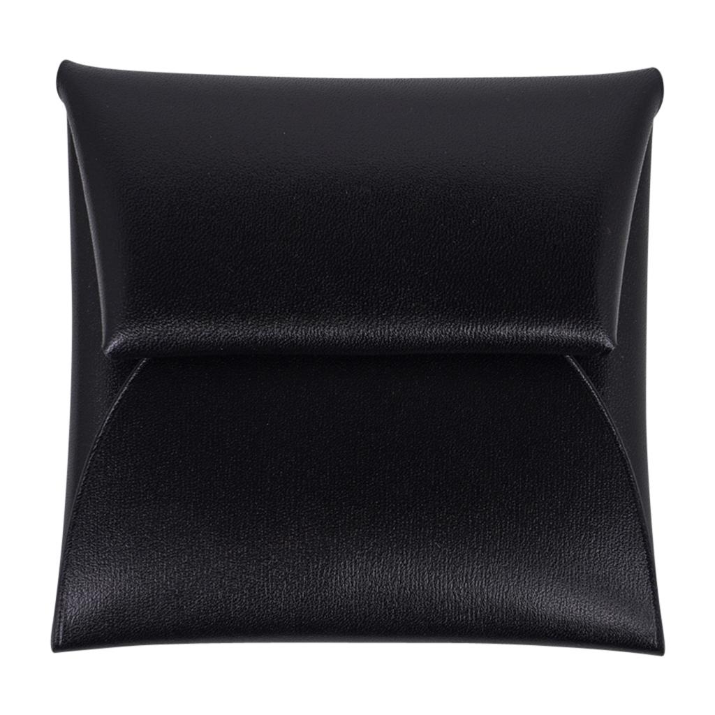 Women's Hermes Bastia Change Purse Black Box Leather New w/ Box For Sale