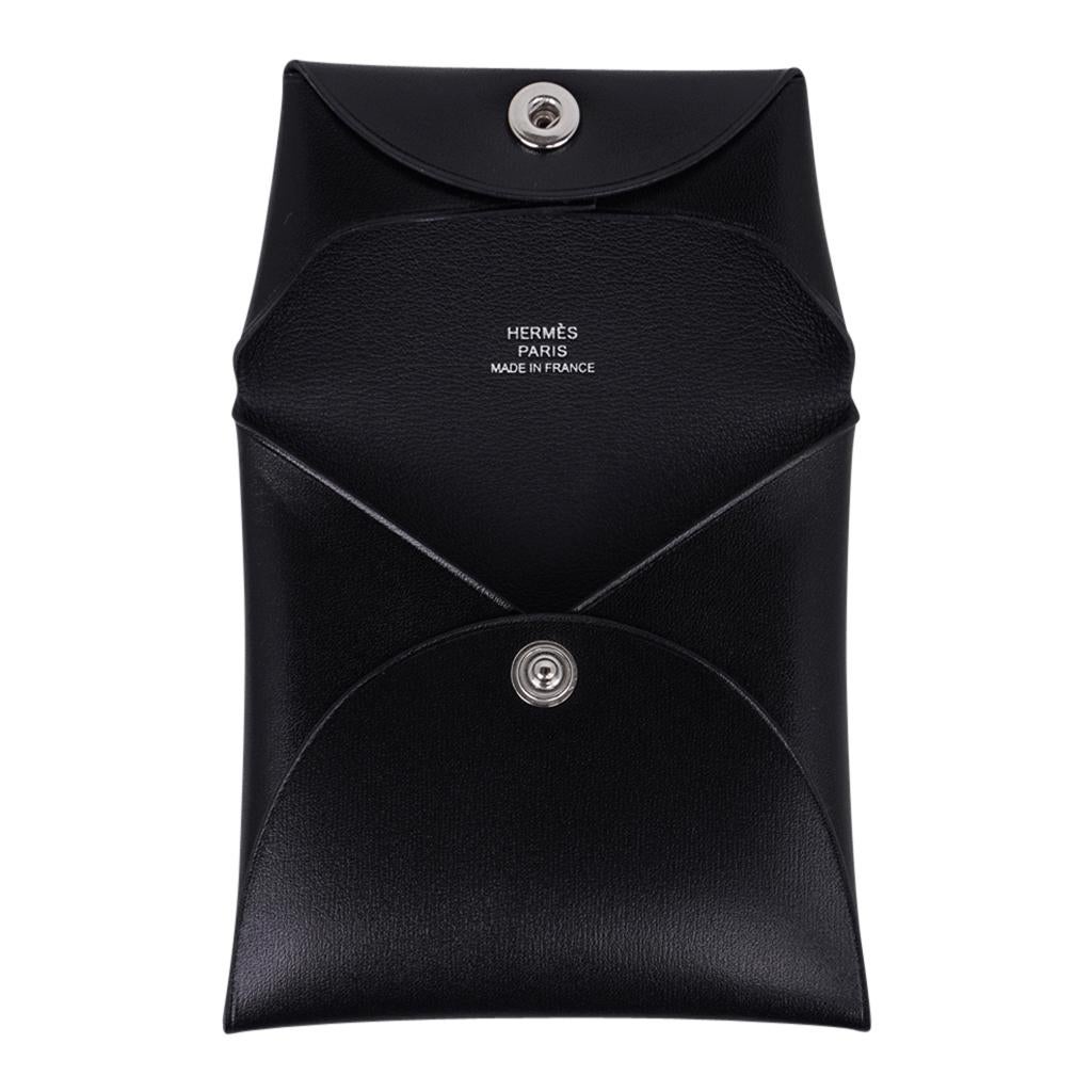 Hermès - Porte-monnaie Bastia en cuir, boîte noire, état neuf avec boîte Pour femmes en vente