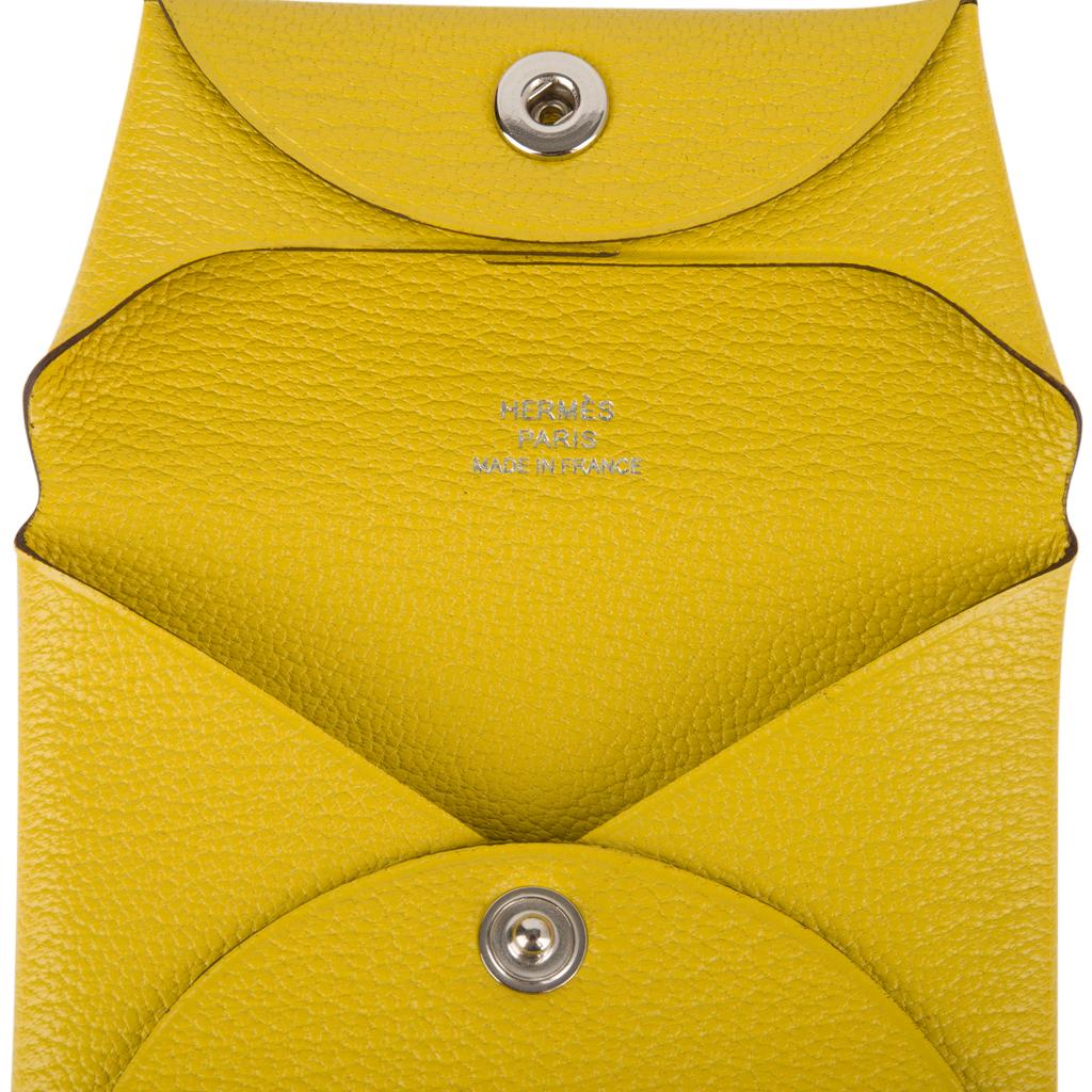 Yellow Hermes Bastia Change Purse Jaune de Naples Chevre Leather New For Sale