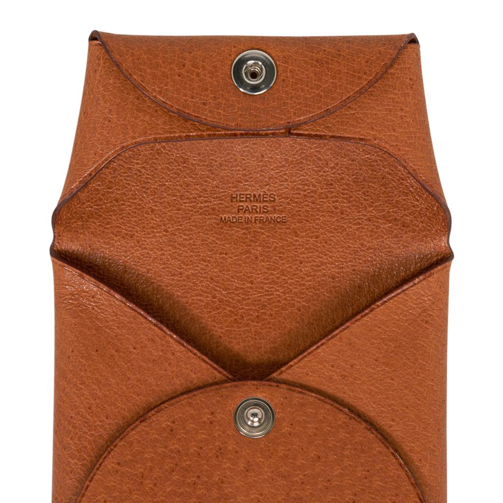 Brown Hermes Bastia Change Purse Peau Porc Leather New w/ Box For Sale