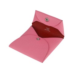 Hermes Bastia Verso Change Purse Rose Confetti / Brique Chevre Leather