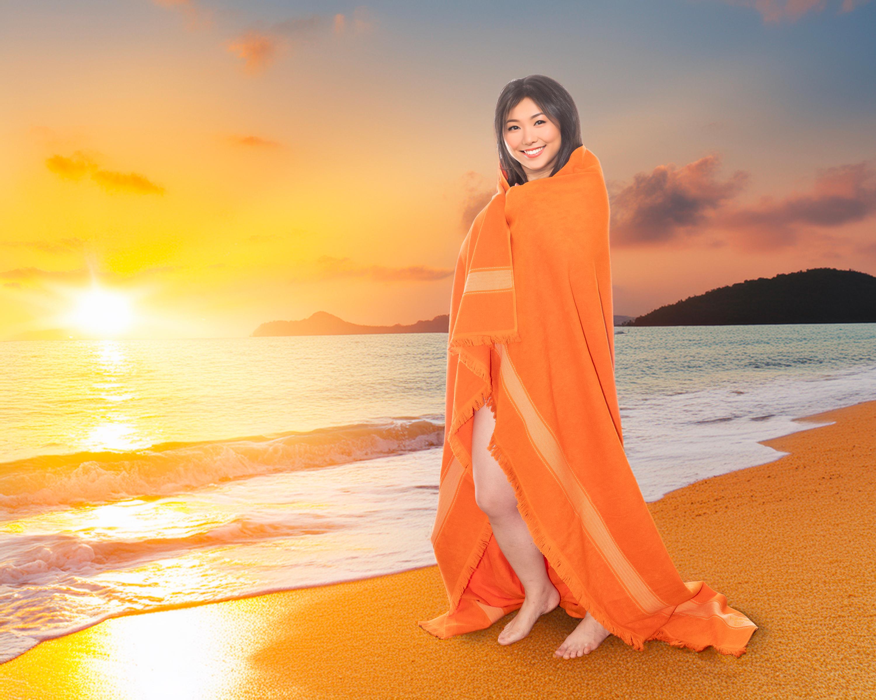 Hermes Bath Beach Towel - 100% gekämmte Baumwolle - Orange - 177x129cm - Neu Damen im Angebot