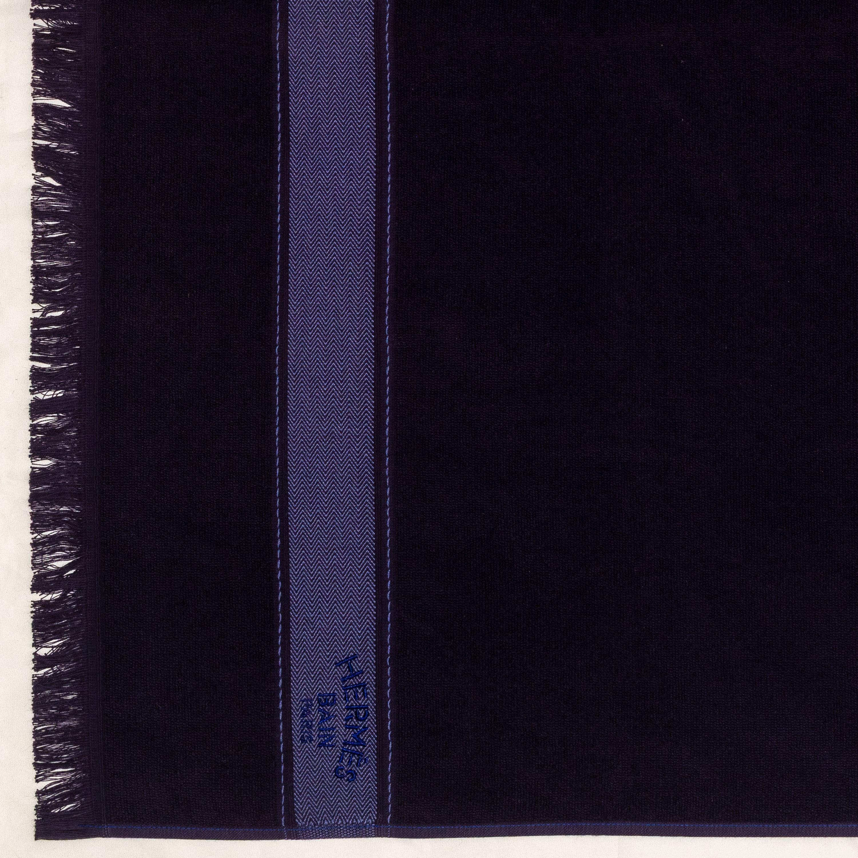 Hermes Badetuch - Fransen - Schwarz - 100% Baumwolle - 95x144cm - Neu / Pflegeetikett im Angebot 3