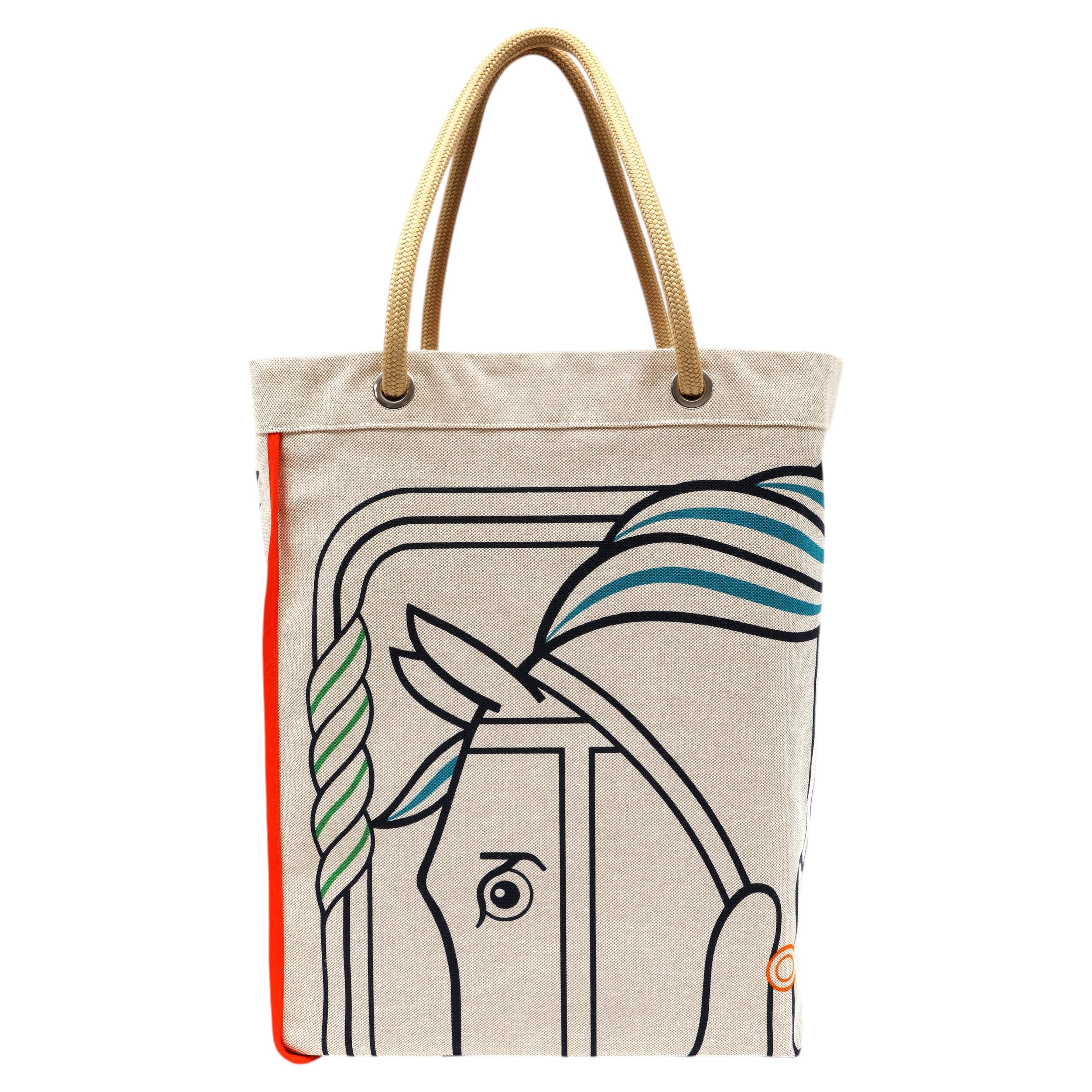 Hermès Beach bag in H canvas with "Quadrige" print For Sale