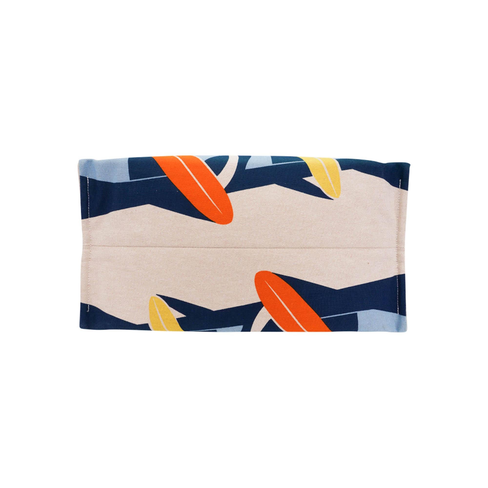 Hermes Beach Tote bag Apres la Vague Printed Toile Jaune and Blue en vente 2