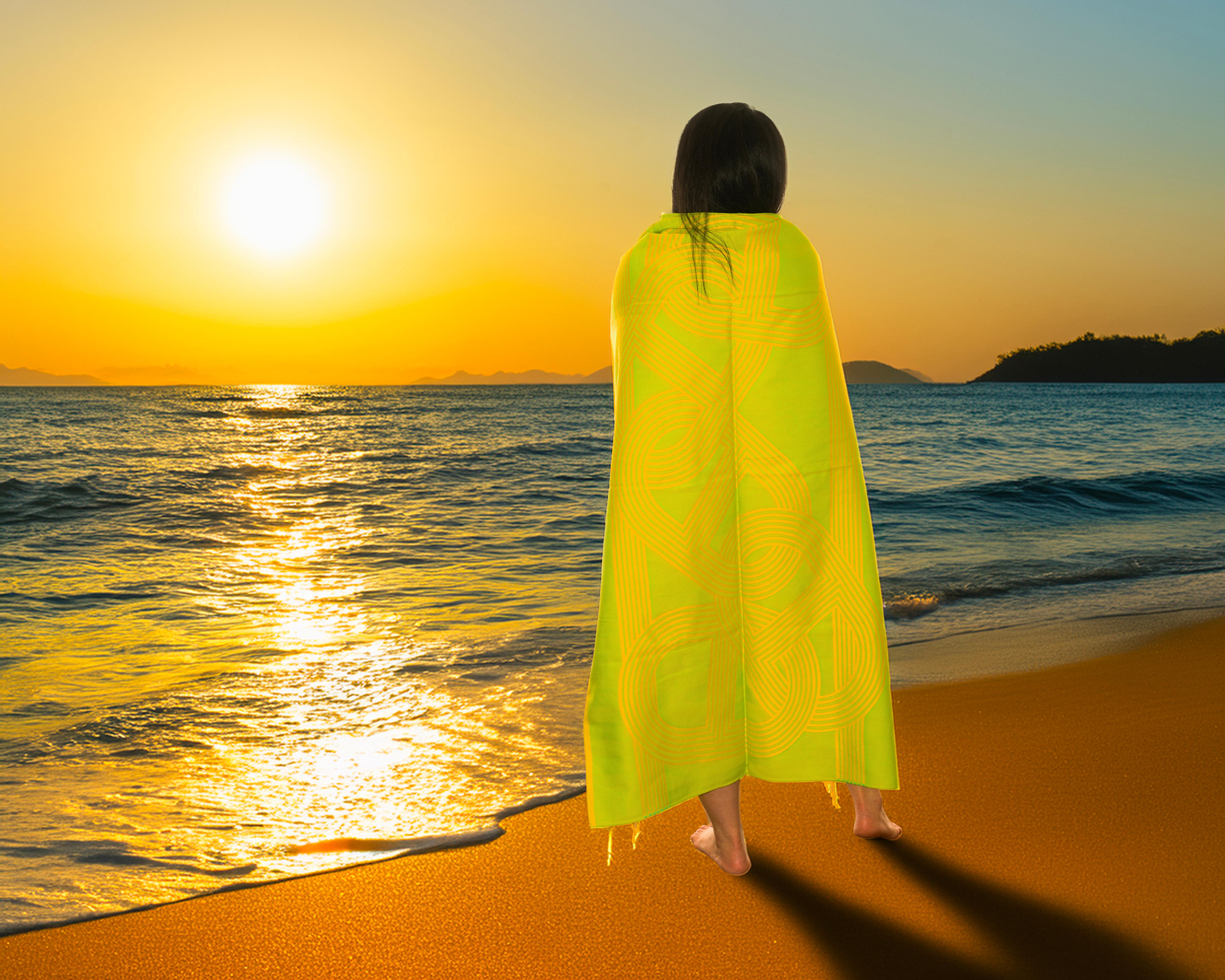 Donna Asciugamano da spiaggia Pareo di Hermes - Circuito 24 Chaine D Ancres - Giallo Lime - 132x167cm in vendita
