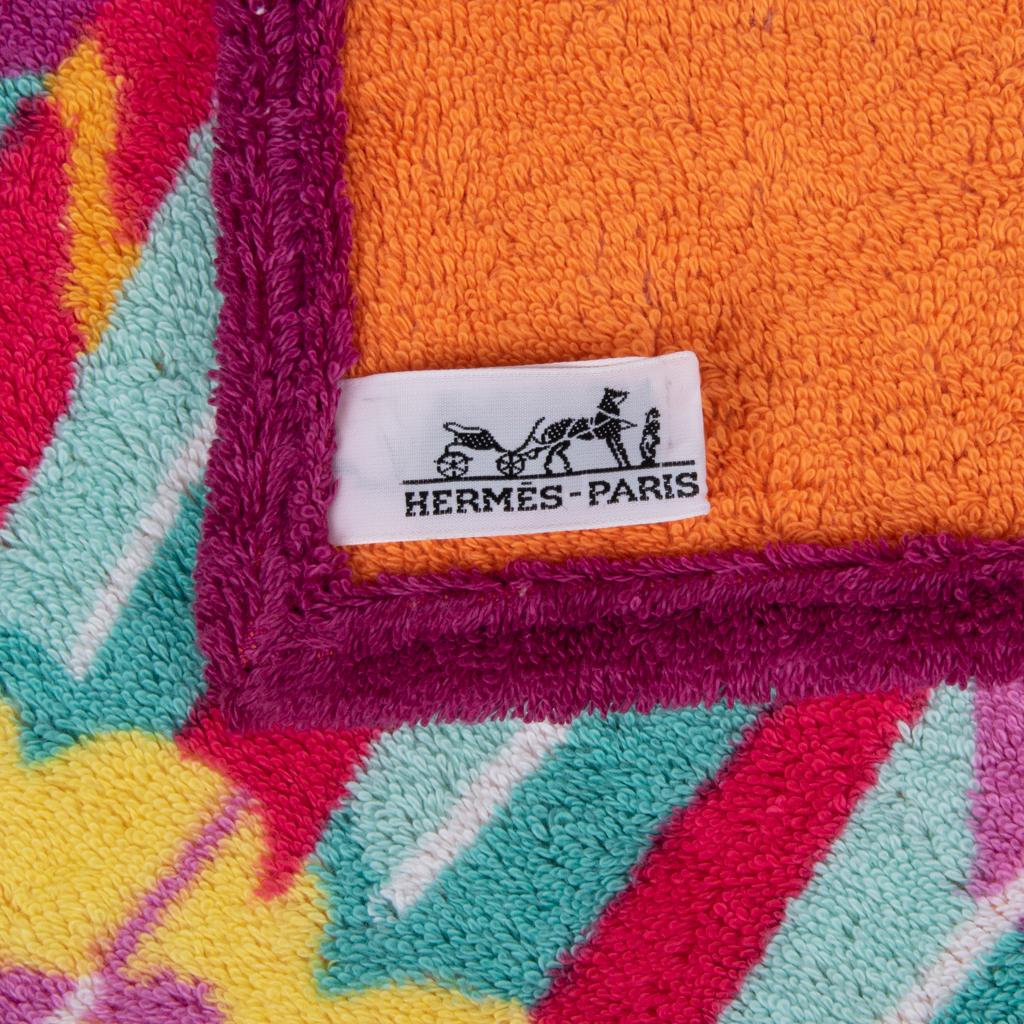 Hermes Beach Towel Tapis de Plage Brazil Jaune / Citron / Rose Hibiscus New 1