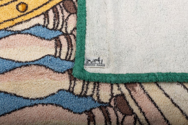 Hermès Beach Towel With Sailboat Design For Sale at 1stDibs
