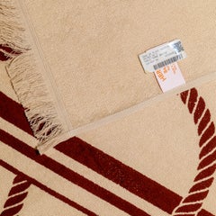 Serviette de plage Hermès Yacht In Ancres en H - Coton - 140x95cm - Sable - NEW