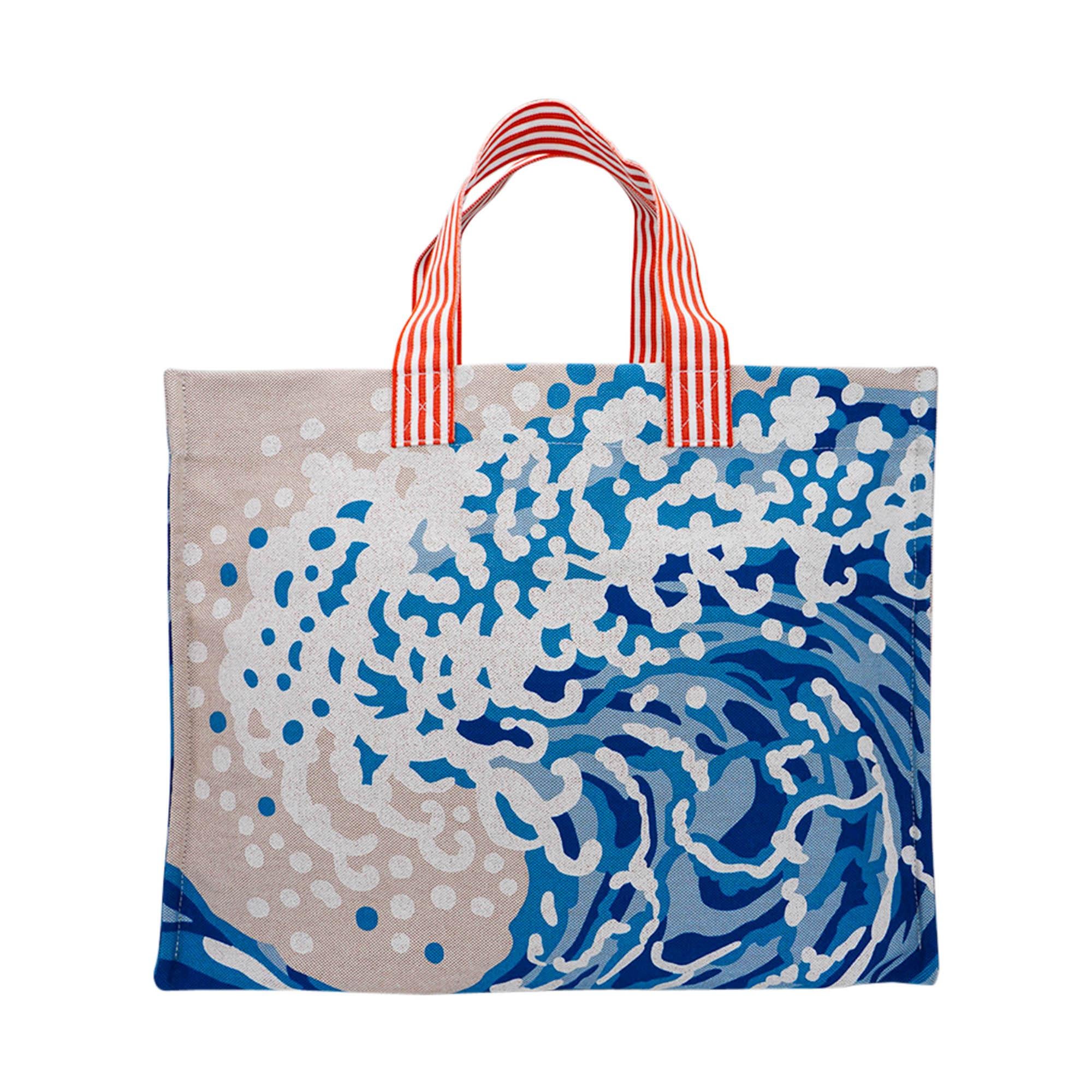 Women's Hermes Beach Wave Tote Printed Toile Denim Bag For Sale