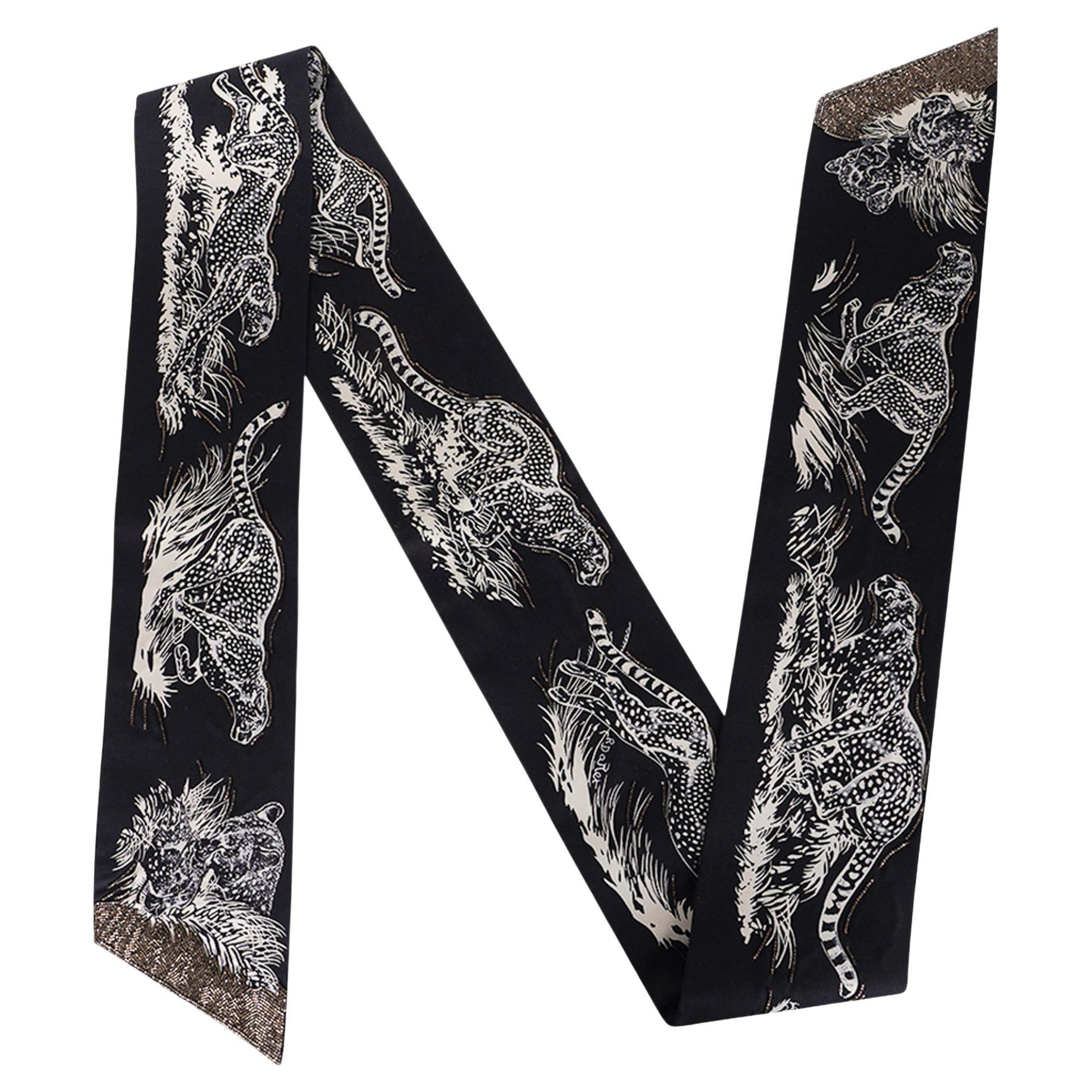 Maxi Guepards Hermes avec perles -Twilly Slim noir et blanc