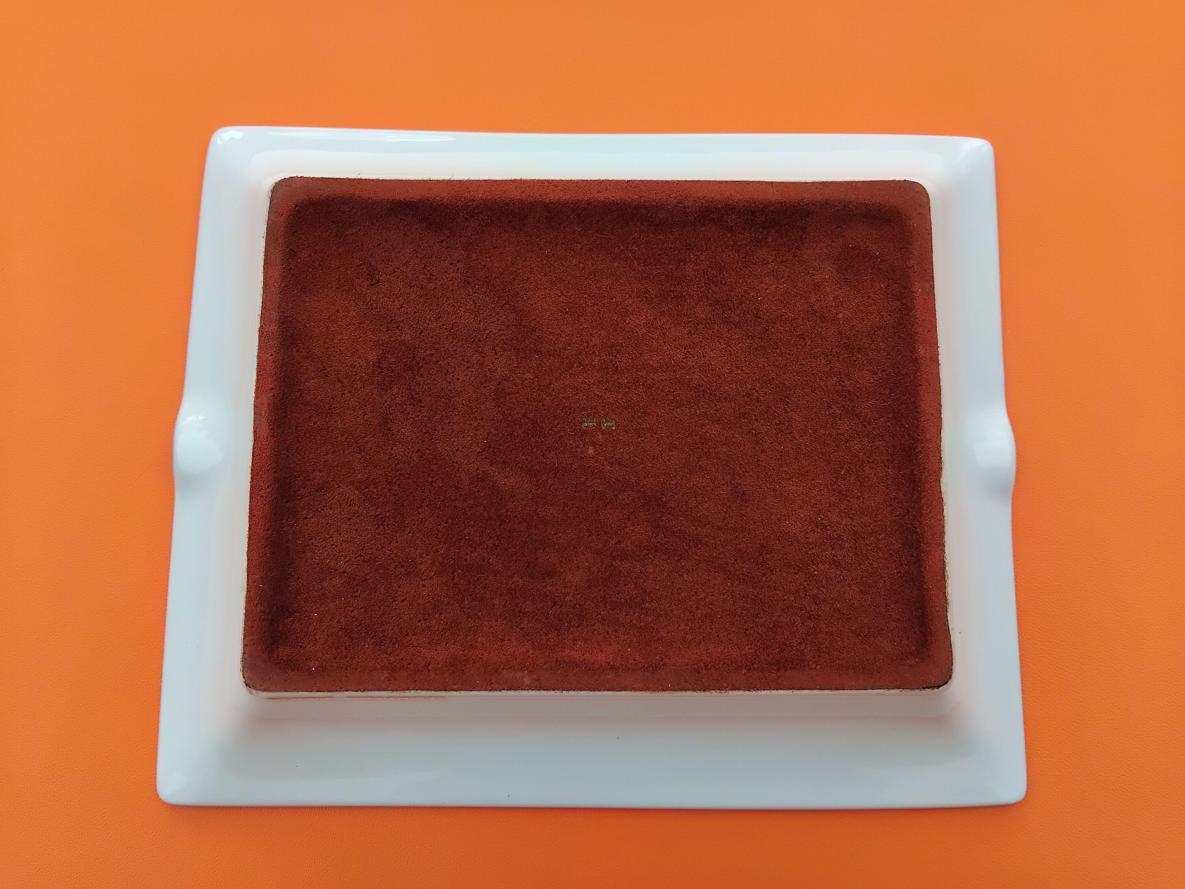Hermès Bear Bamboo Print Cigar Ashtray Change Tray Porcelain Gold 7
