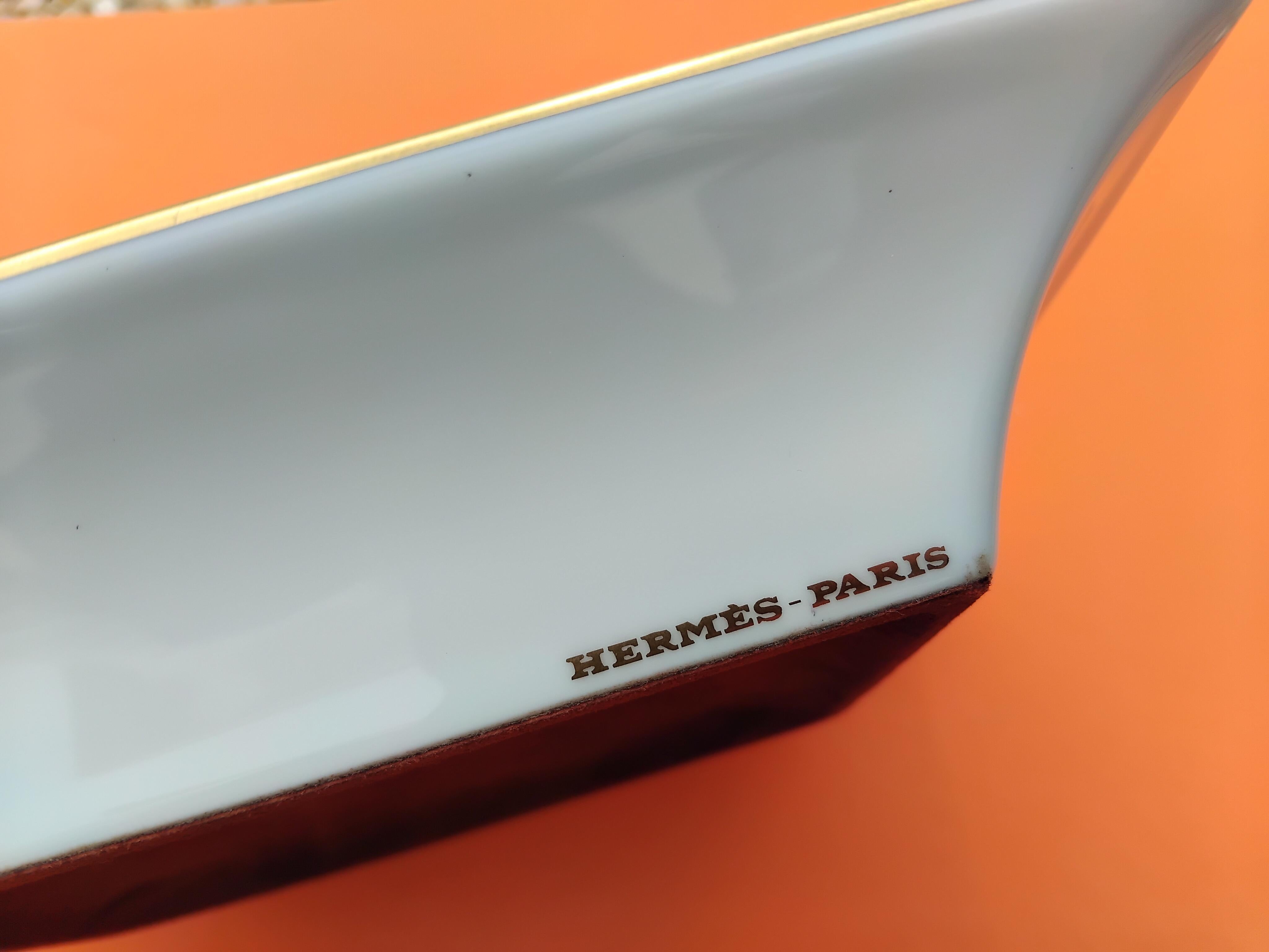 Hermès Bear Bamboo Print Cigar Ashtray Change Tray Porcelain Gold 11