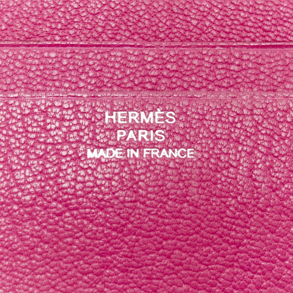 HERMES Bearn brown pink leather H logo strap bifold square wallet For Sale 3