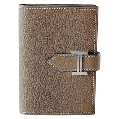Hermes Bearn Cardholder In Etoupe With Palladium Closure