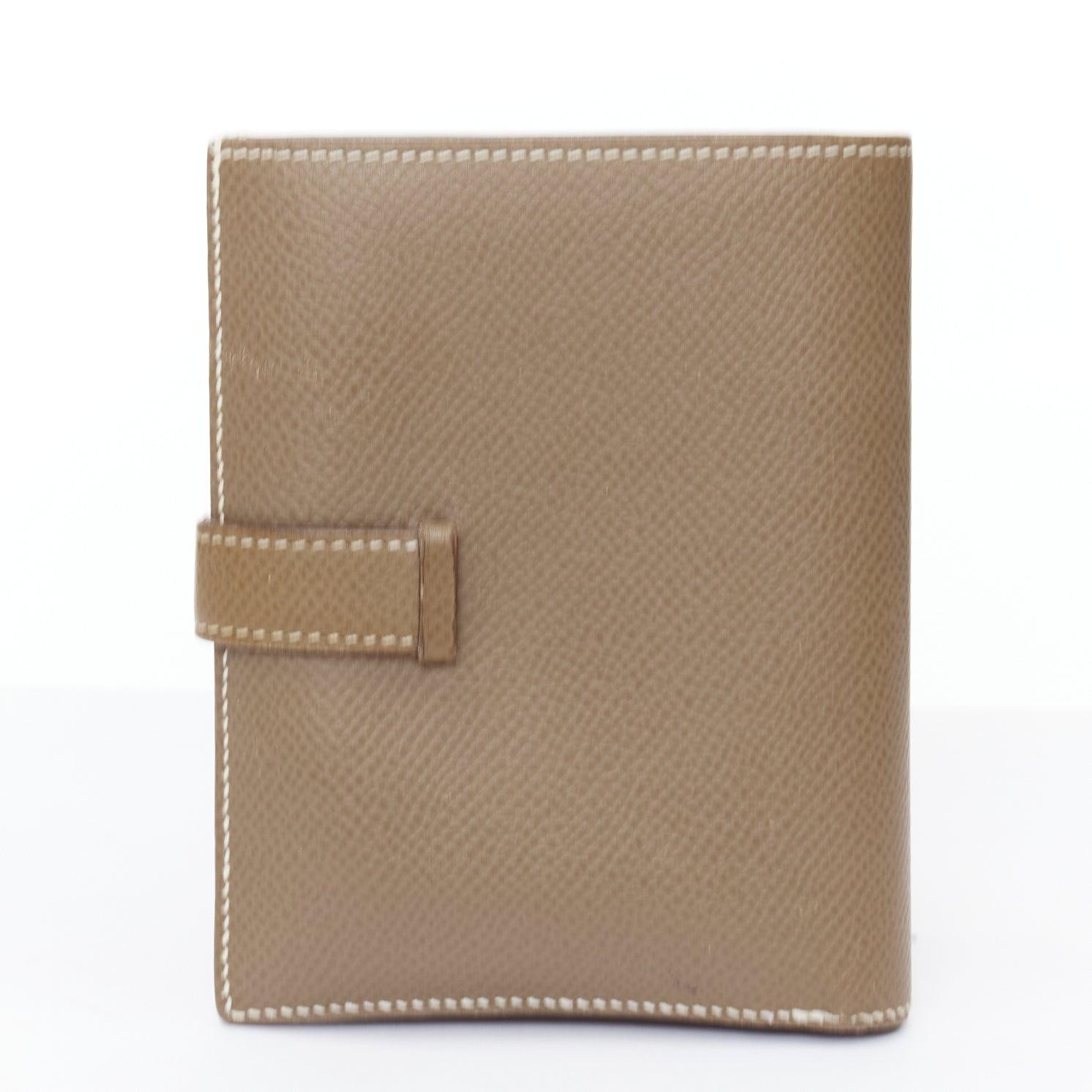 Women's HERMES Bearn Compact etaupe brown GHW H strap epsom wallet For Sale