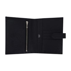 Hermes Bearn Compact Wallet Black Palladium Hardware Epsom Leather