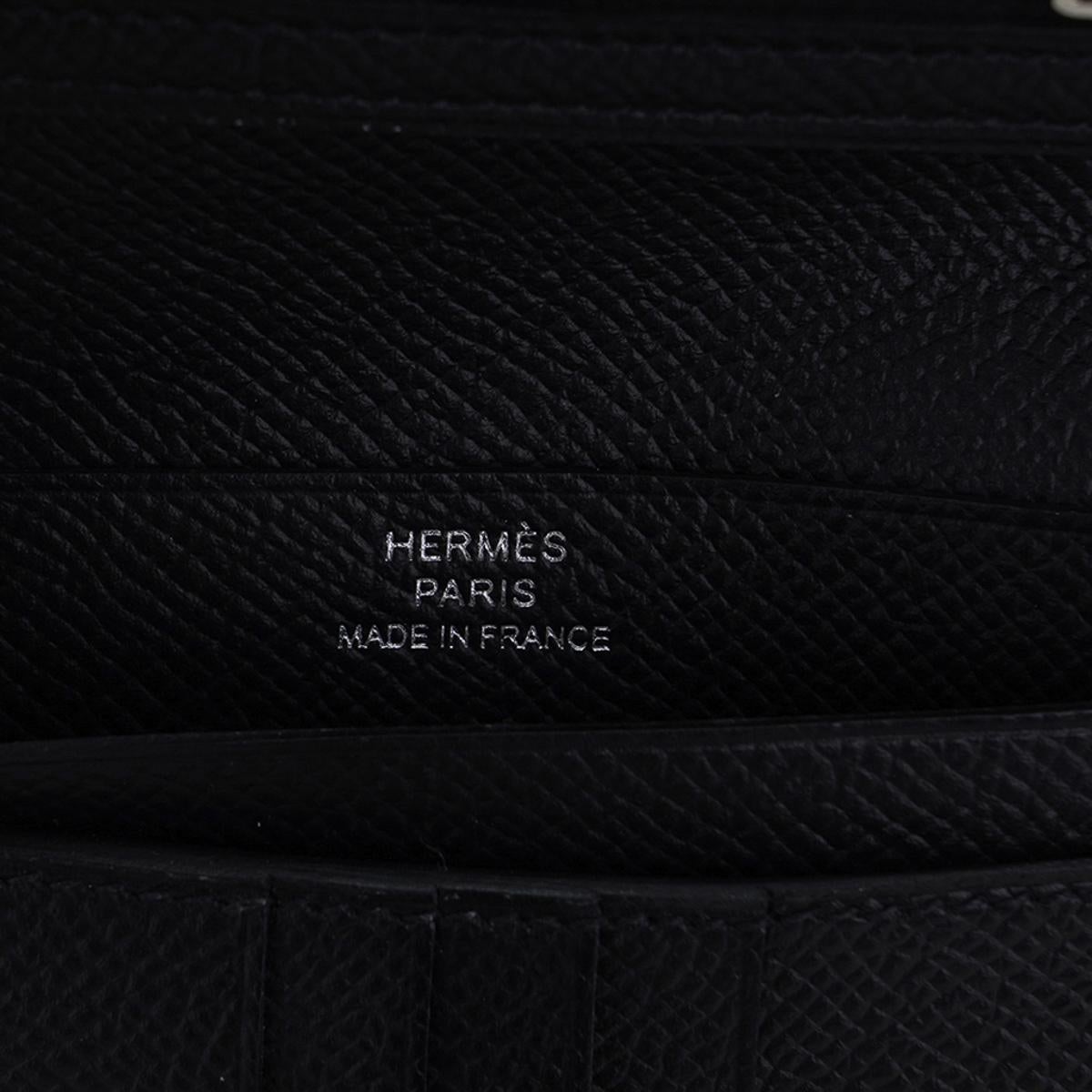 Hermes Bearn Compact Wallet Black Palladium Hardware Epsom Leather 2