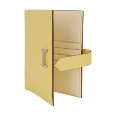 Hermes Bearn Compact Verso Wallet Jaune Poussin / Nata Gold Hardware Epsom