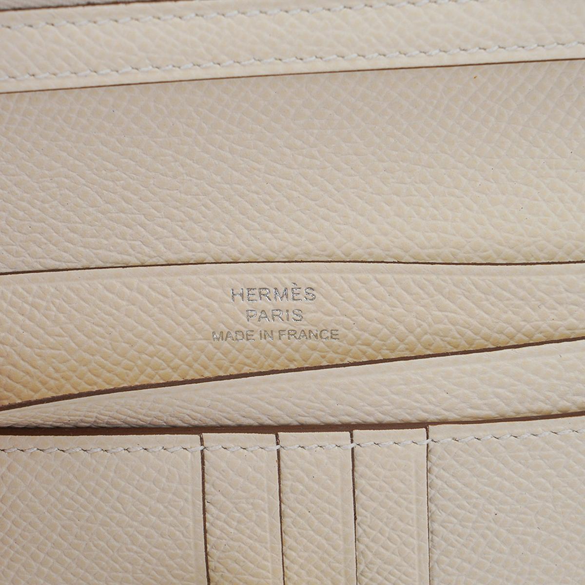 Hermes Bearn Compact Verso Wallet Jaune Poussin / Nata Gold Hardware Epsom For Sale 2