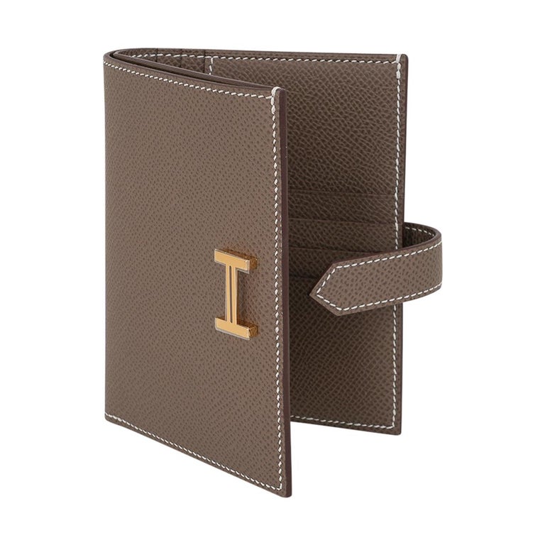 Hermes Bearn Compact Wallet Togo Leather Palladium Hardware In Black
