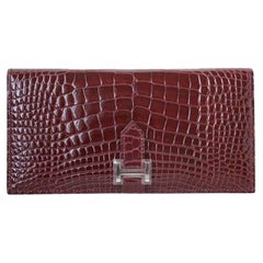 Béarn crocodile wallet Hermès Pink in Crocodile - 29362050