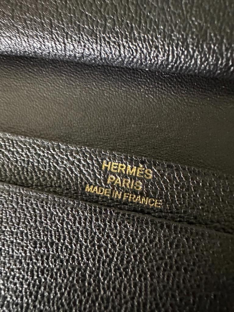 Hermes Bearn Mini Wallet Coin Case Coin Purse Wallet BLACK CHEVRE 1