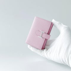 Mini portefeuille Hermès Bearn - Mauve Sylvestre - Rose - Quincaillerie dorée