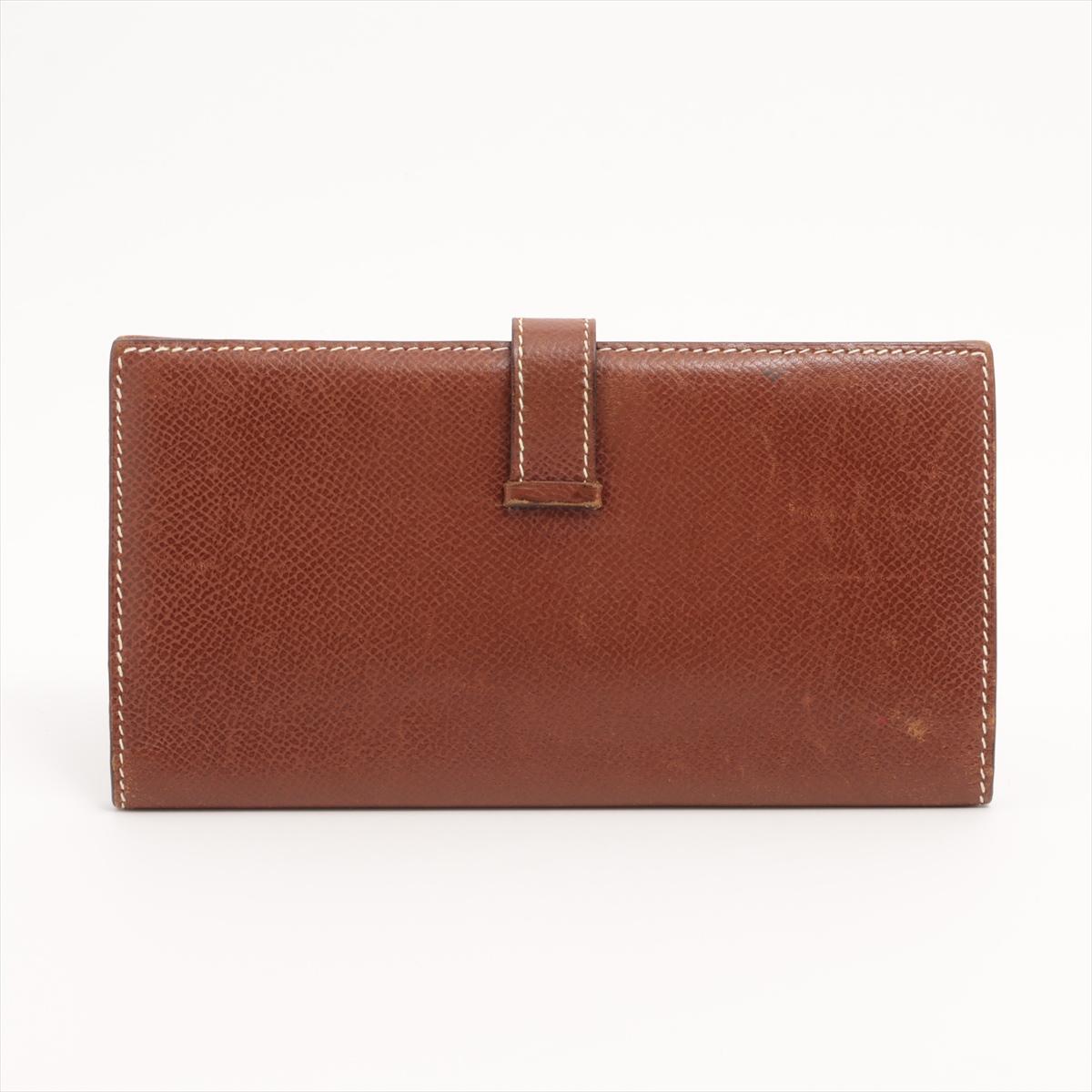 Hermès Bearn Veau Epsom Wallet Brown In Good Condition In Humacao, PR