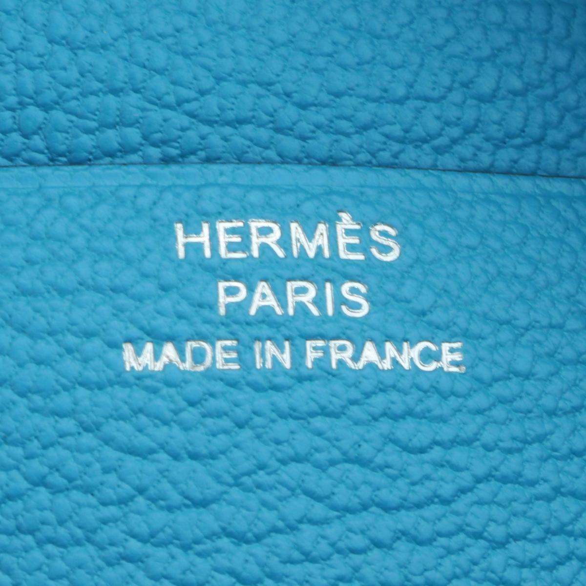 Hermès Bearn Wallet Blue Aztec Goatskin with Palladium Hardware Stamp T 2015 7