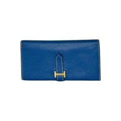 Hermès Béarn Wallet Blue Leather Gold Hardware 2010