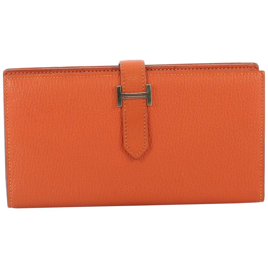 Hermes Chevre Leather Mysore Bearn Gusset Wallet Grey with Gold Hardware -  Luxury In Reach