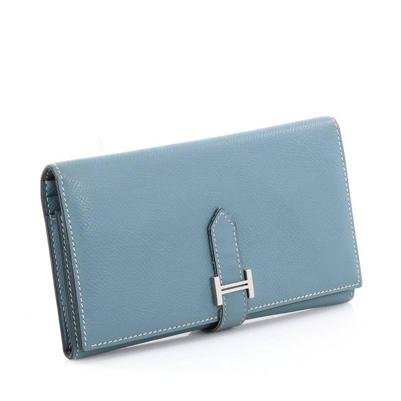Blue Hermes Bearn Wallet Epsom Long