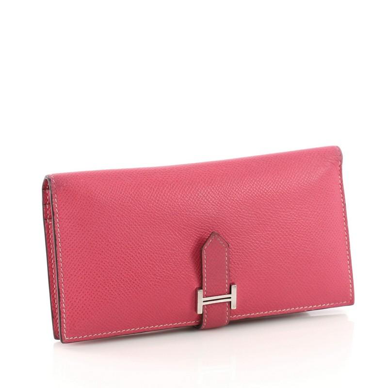 Pink Hermes Bearn Wallet Epsom Long