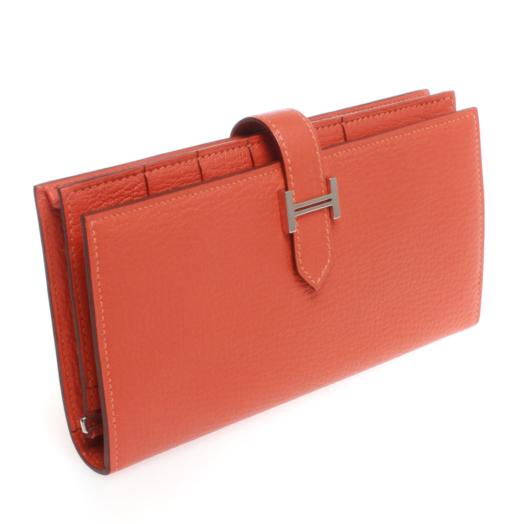 Hermes orange Bearn Wallet, with original box