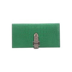 Hermes Bearn Wallet Matte Alligator with Lizard Long