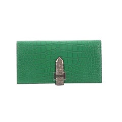 Hermes Bearn Wallet Matte Alligator with Lizard Long